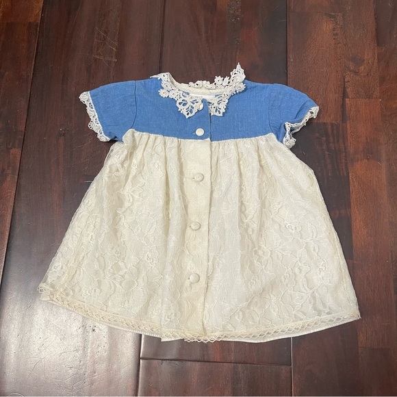 Vintage Jo Lene Lace Dress 18 Months Made In The USA Cream Off White - Picture 1 of 7